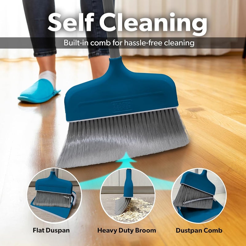 BLACK+DECKER Butler Broom & Dustpan Set - Stand-Up Design - Lightweight, Space-Saving Combo for Kitchen, Living Room, Bathroom, Lobby Floors - Home Cleaning Essential, Ocean Blue - Image 2